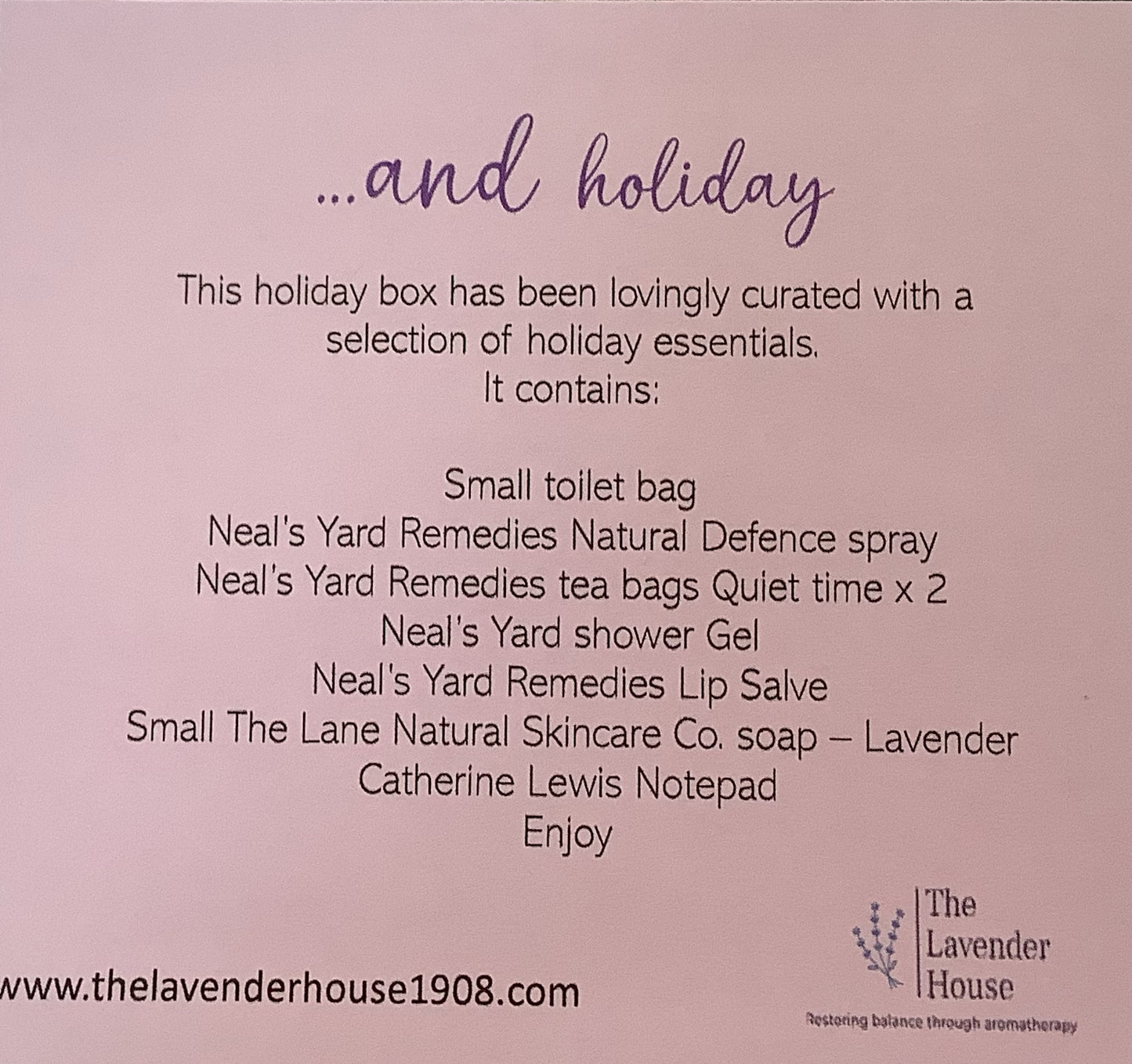 Luxury organic boxed wellbeing kit - Holiday